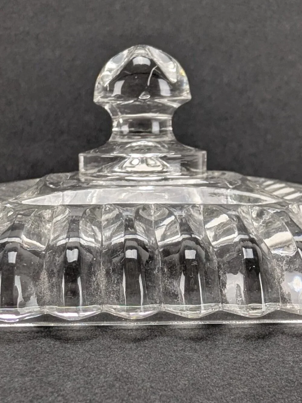 Vintage Anchor Hocking Square Clear Cut Glass Candy Nut Dish with Lid 6.5